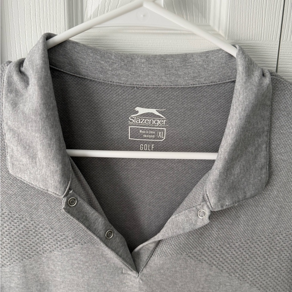 Slazenger Gray Golf Polo Top Cotton Blend Textured